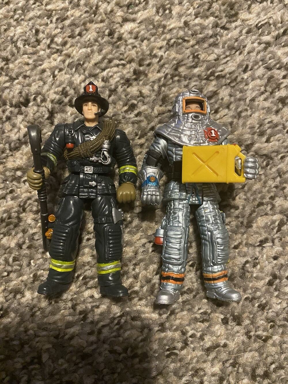 2 Chap Mei Fire Squad Rescue Team Firefighter Figures - Fire Fighter In Suits